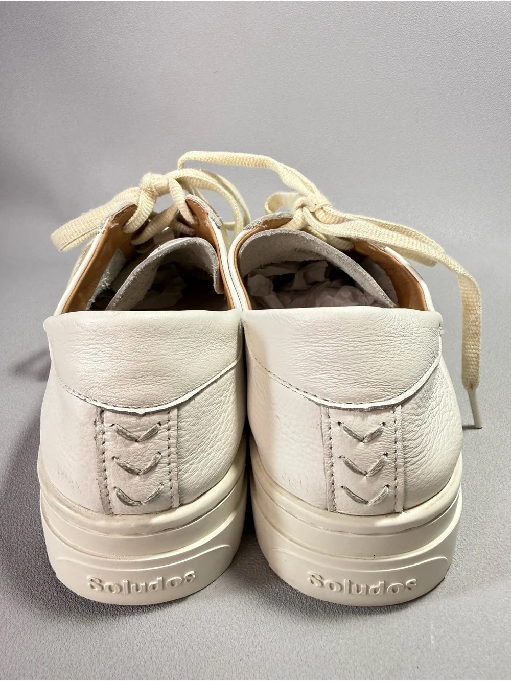 Soludos Ibiza White Leather Casual Lace-Up Platform Sneakers